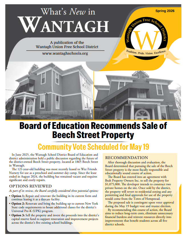 cover of spring newsletter with house on it